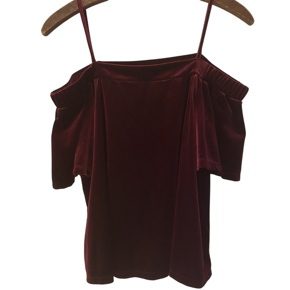 One Clothing Los Angeles-Burgundy Velvet Top-Sz M-Fairy-Vamp-Coquette - Picture 2 of 8